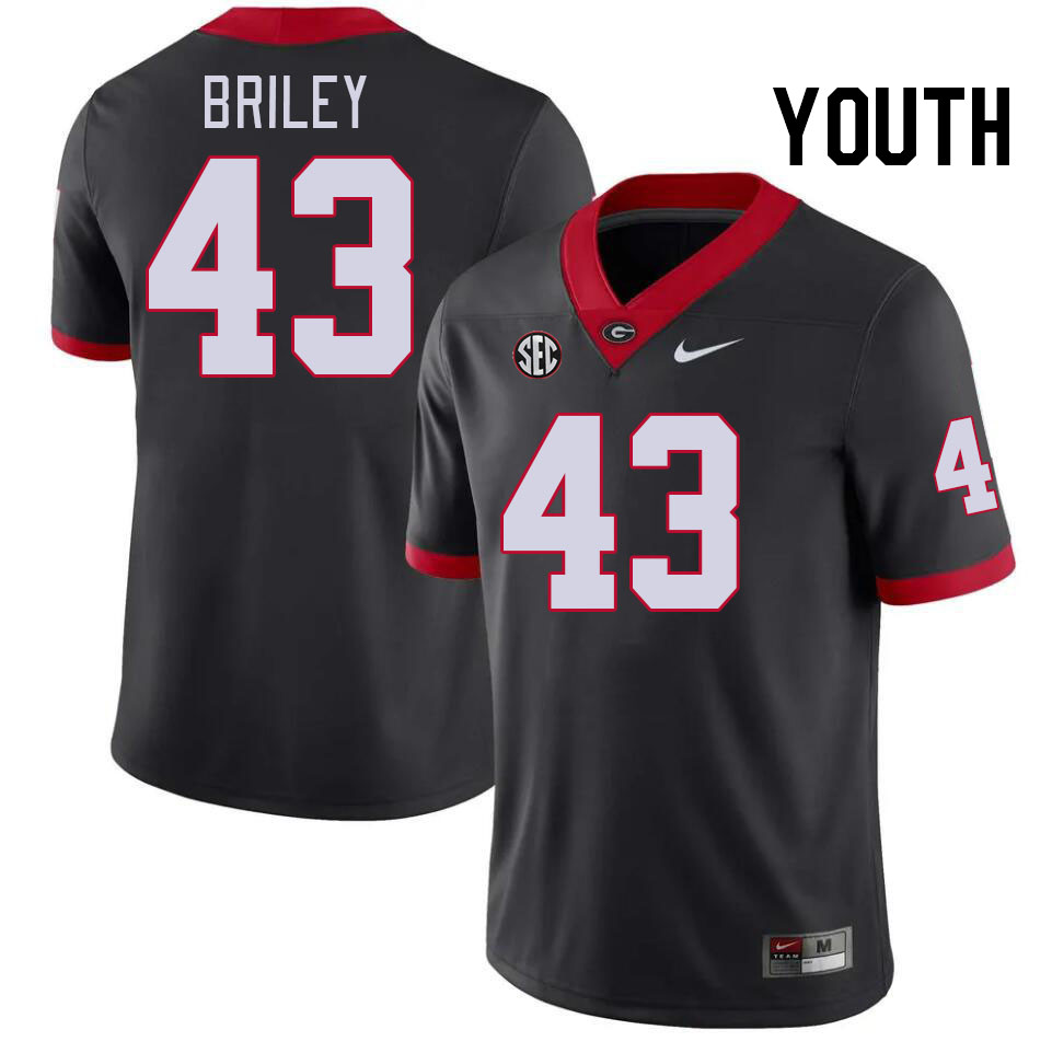 Youth #43 Marek Briley Georgia Bulldogs College Football Jerseys Stitched-Black